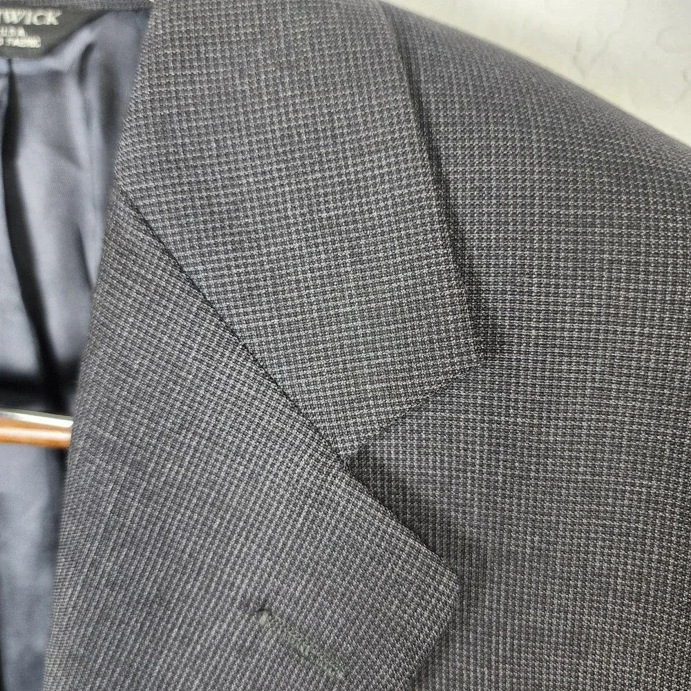 Southwick USA‎ Sharkskin Wool Suit Jacket 40R Gray Sport Coat Classic Tailored